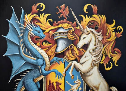  Family crest paintings created from AI generator
