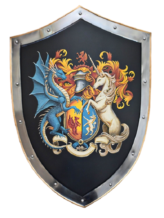 Knight shield with AI family crest painting